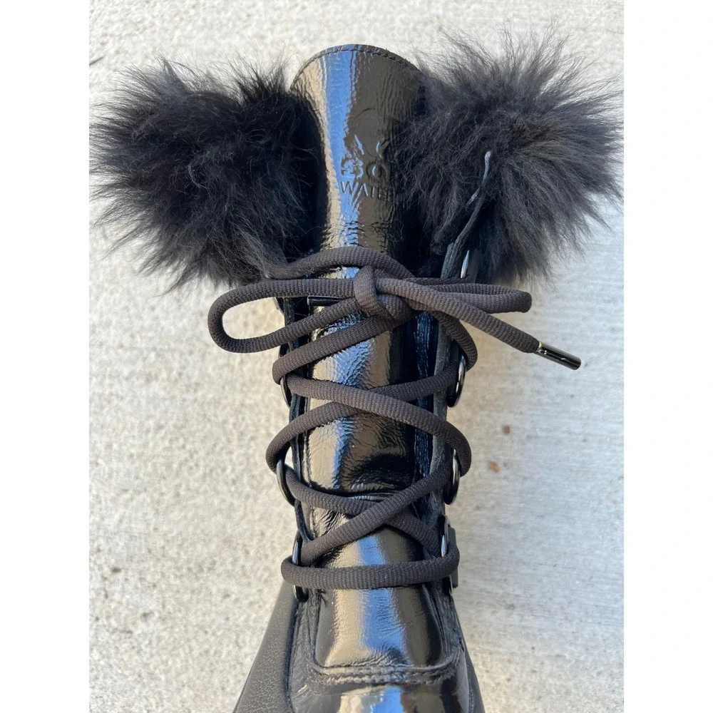 SOREL Joan of Artic Next Waterproof Black Patent Leather Snow Boots 5.5 LNWOT
